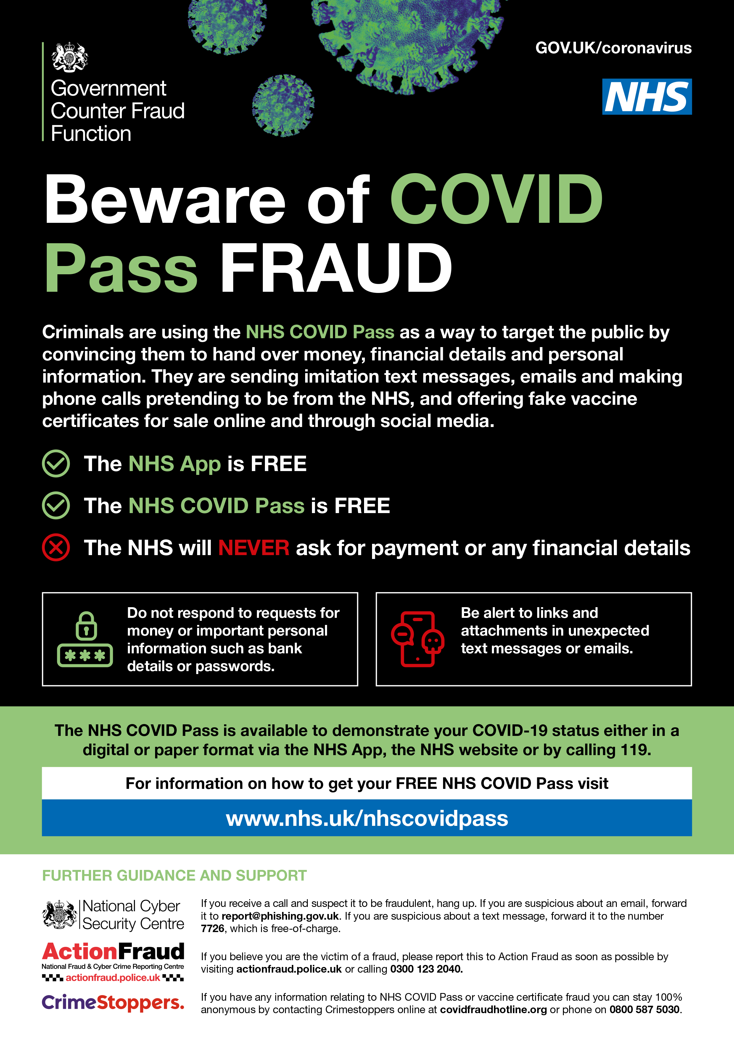 Beware of Covid pass fraud_NHS (PDF link on this page is readable)